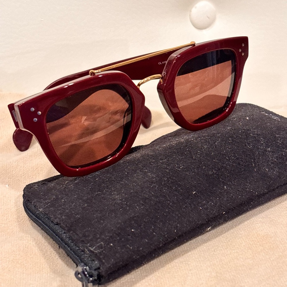 CELINE CL40024U Red & Gold Sunglasses W/ Case & Dustbag - Picture 3 of 9